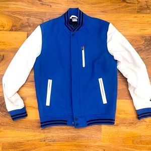 Nike Sportswear Blue, Black & White Varsity Jacket Bomber Vintage 2000s size Med